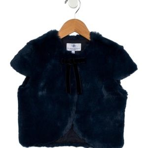 FLORENCE FANCY FAUX FUR JACKET IN NAVY - Girls Size 10